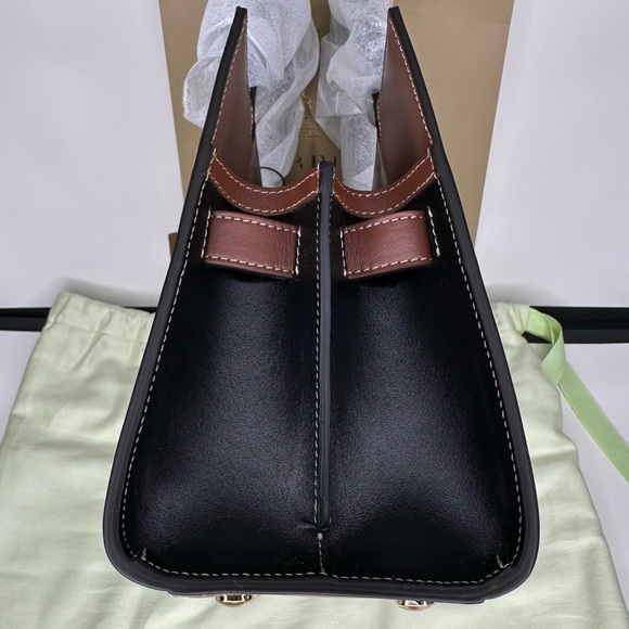 BURBERRY Logo Vintage Check Black Leather Small Title Crossbody Shoulder Handbag - Picture 12 of 16